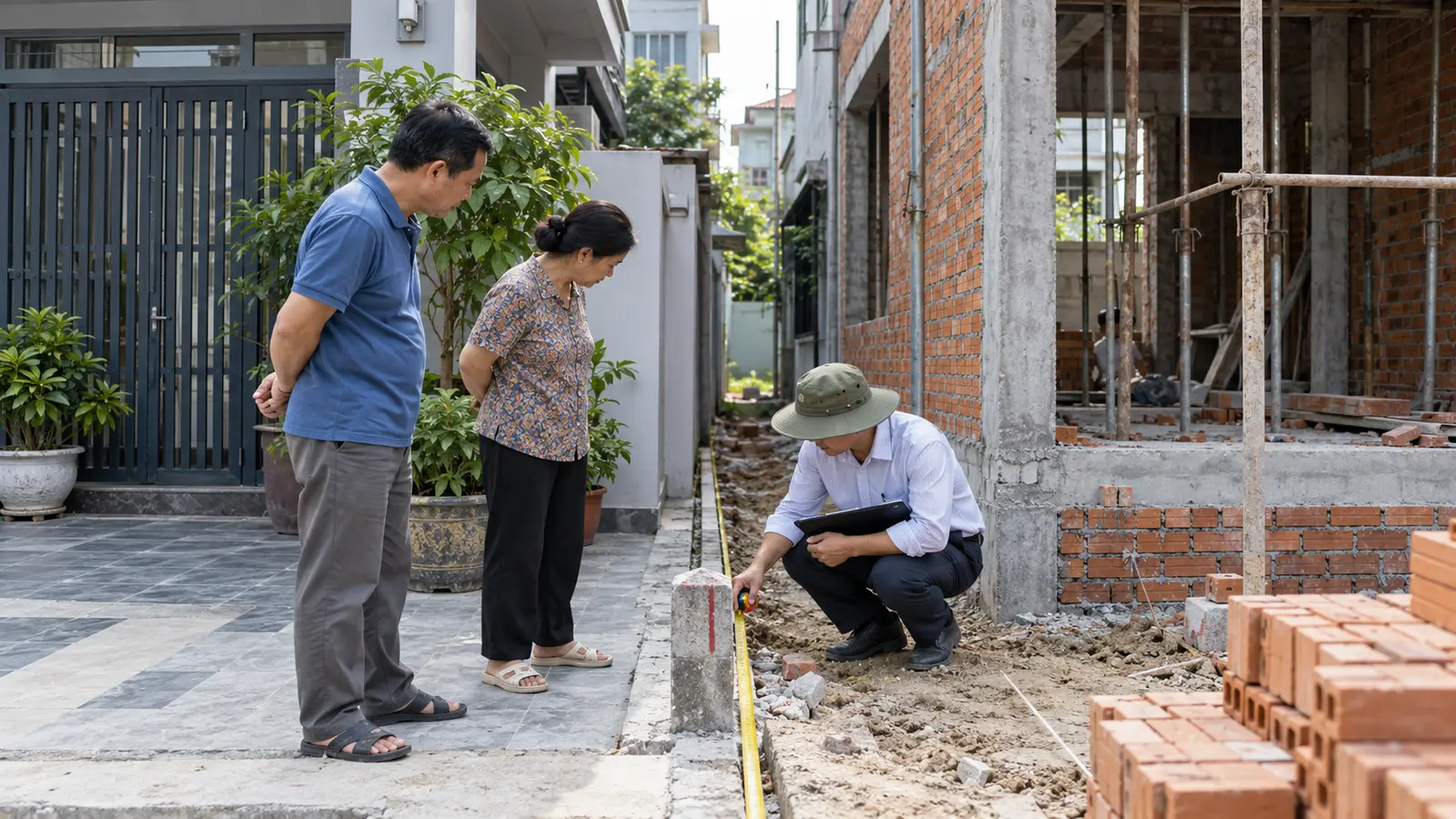 Tự ý lấn ranh đất xây nhà giữa hai thửa đất liền kề