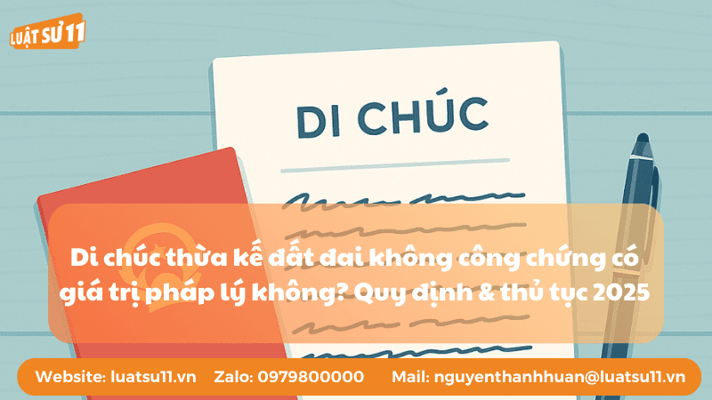 Di chúc thừa kế đất đai không công chứng có giá trị pháp lý không? Quy định & thủ tục 2025