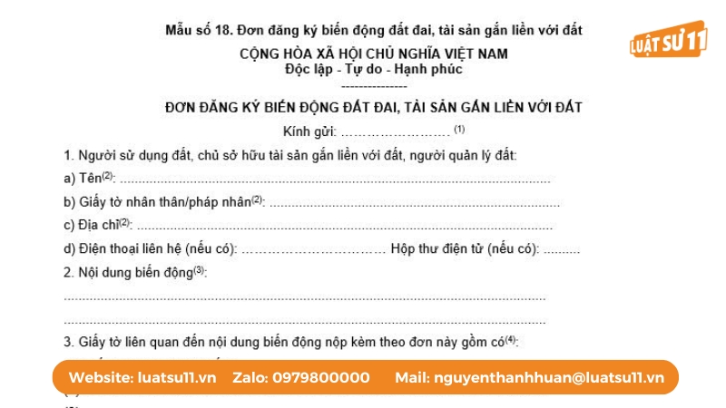 Sử dụng sai mẫu đơn đăng ký biến động đất đai có thể khiến hồ sơ bị trả lại