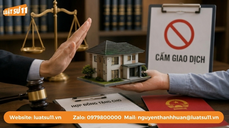 Đất đang bị kê biên không được cho tặng