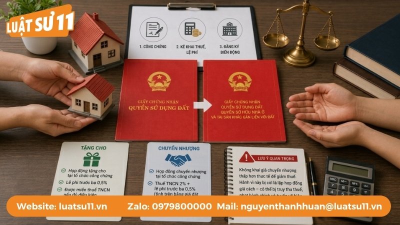 Chuyển đổi sổ đỏ hộ gia đình sang cá nhân qua hình thức tặng cho