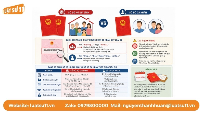 Phân biệt sổ đỏ hộ gia đình và sổ cá nhân bằng ở trang 1 Giấy chứng nhận