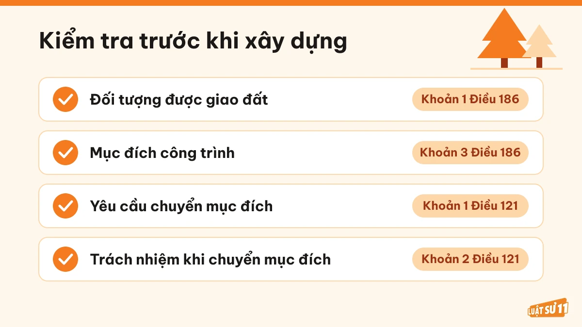 Danh sách nội dung cần kiểm tra trước khi dự kiến xây dựng trên đất rừng đặc dụng
