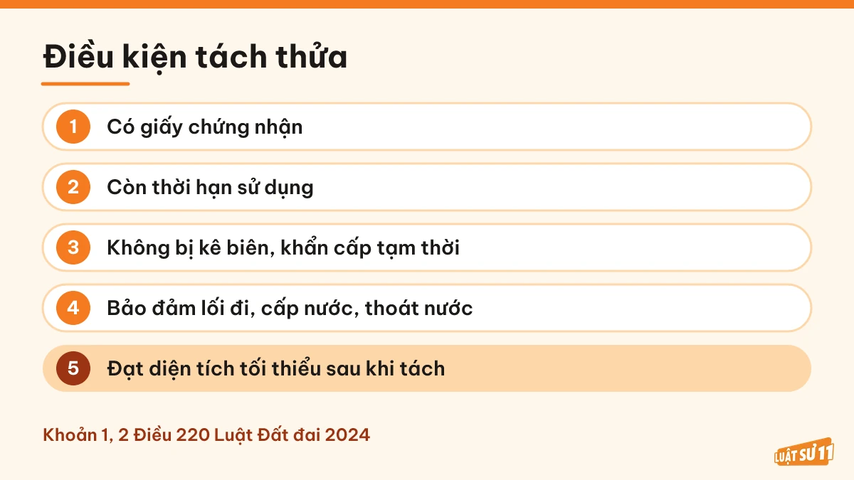 Năm điều kiện cần rà soát khi tách thửa theo Điều 220 Luật Đất đai 2024