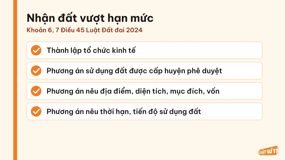 Yêu cầu với cá nhân không trực tiếp sản xuất nông nghiệp nhận đất vượt hạn mức