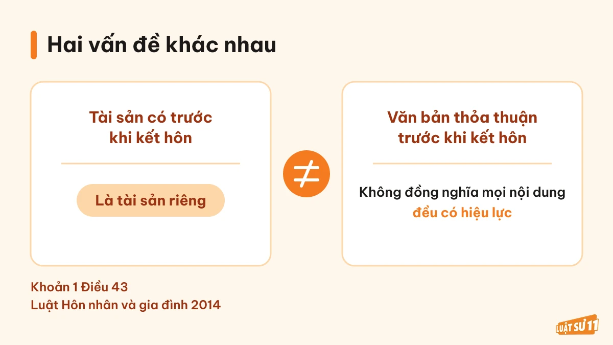Phân biệt tài sản có trước khi kết hôn với văn bản thỏa thuận tài sản trước hôn nhân