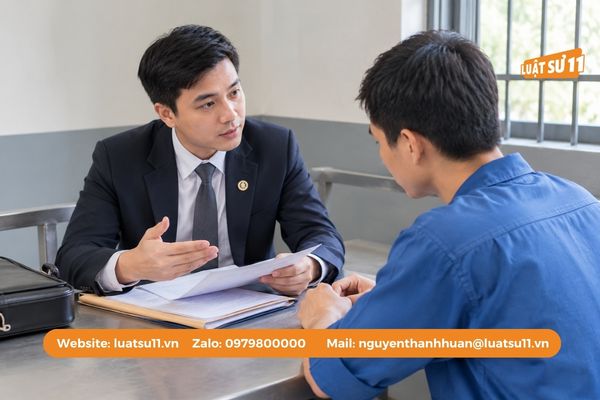 Luật sư trao đổi với bị can về quyền và nghĩa vụ trong quá trình tố tụng