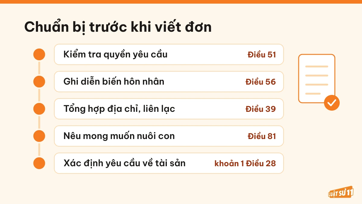 Năm bước chuẩn bị thông tin trước khi viết đơn ly hôn đơn phương