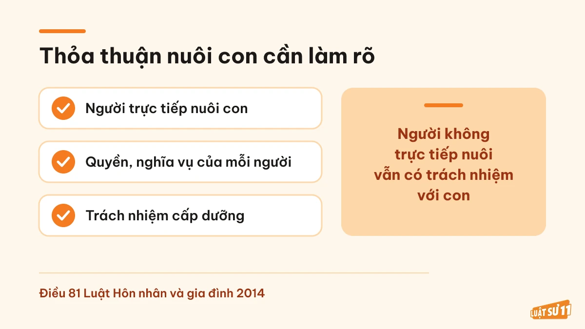 Các nội dung về con cần làm rõ khi thỏa thuận ly hôn thuận tình