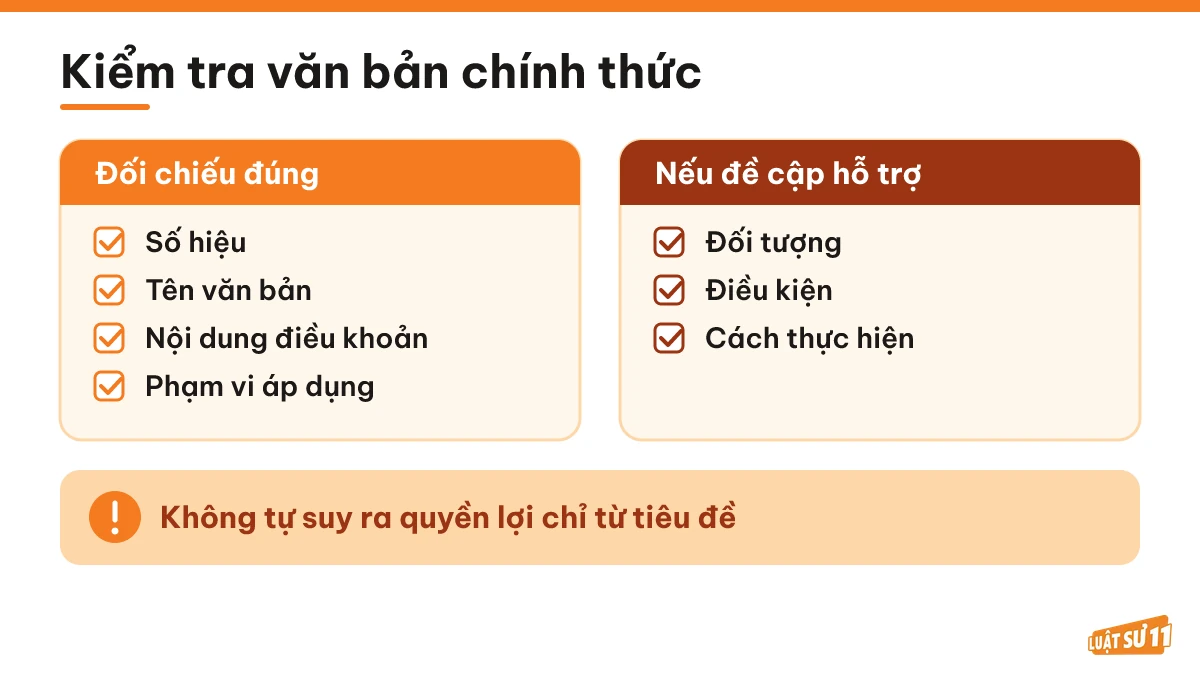 Danh sách nội dung cần đối chiếu trong văn bản chính thức trước khi tin thông tin chính sách