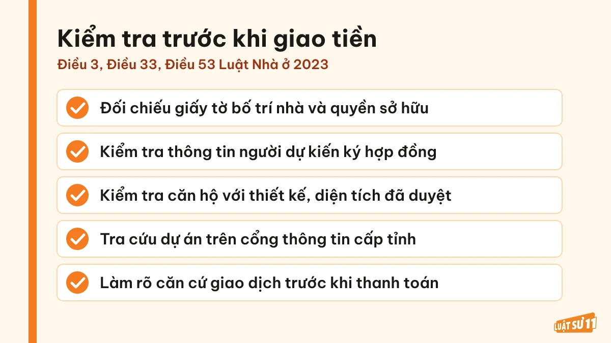Danh sách việc người mua nhà ở tái định cư nên kiểm tra trước khi thanh toán