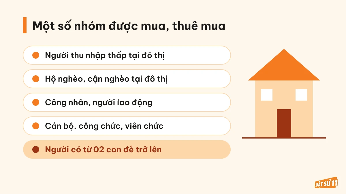 Danh sách một số nhóm được mua, thuê mua nhà ở xã hội theo Luật Nhà ở