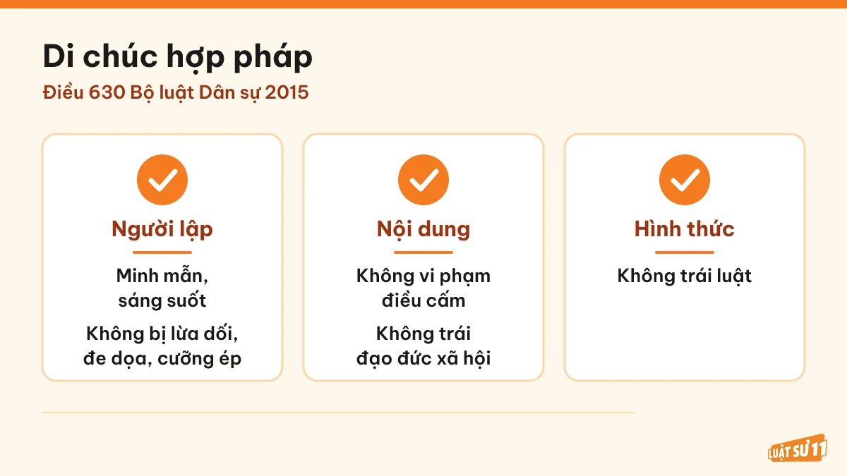 Ba nhóm điều kiện di chúc hợp pháp về người lập, nội dung và hình thức